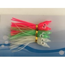 1 BAG QTY - SPARE OCTOPUS SIX PIECE PACK, PINK+WHITE+GREEN 9cm